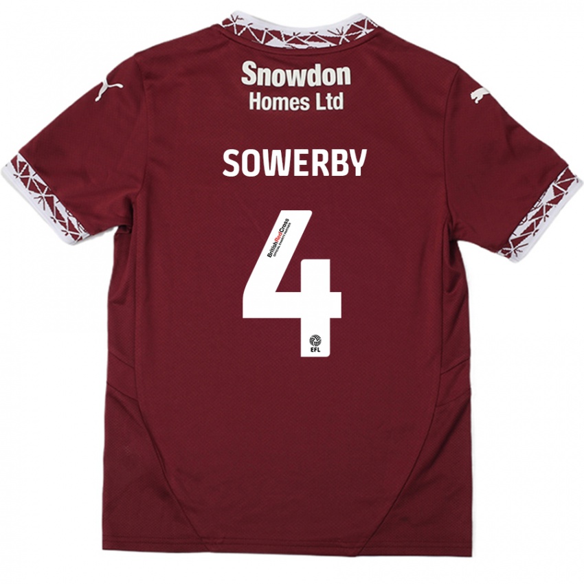 Niño Camiseta Jack Sowerby #4 Borgoña 1ª Equipación 2024/25 La Camisa Argentina