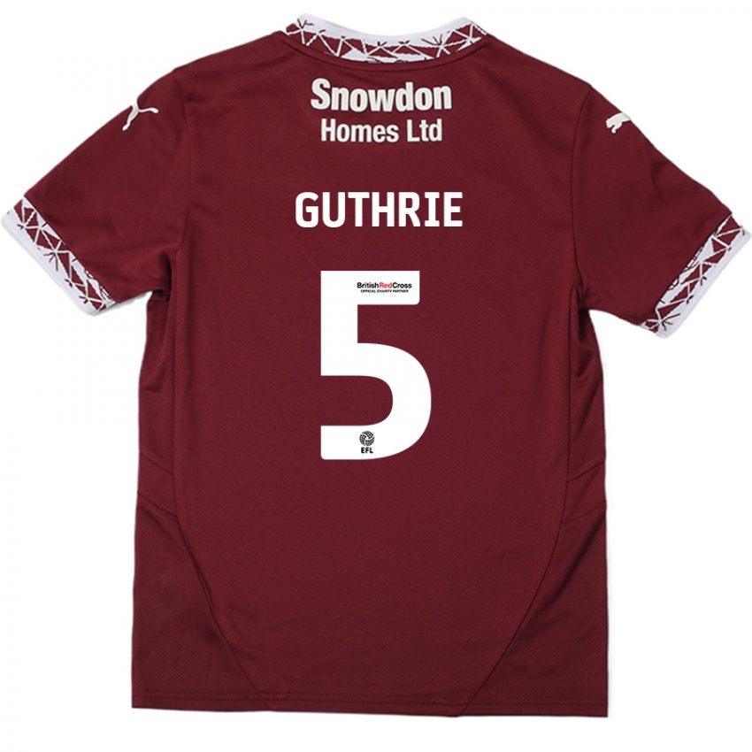 Niño Camiseta Jon Guthrie #5 Borgoña 1ª Equipación 2024/25 La Camisa Argentina