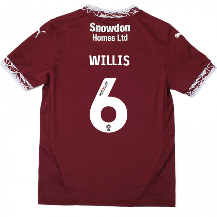 Niño Camiseta Jordan Willis #6 Borgoña 1ª Equipación 2024/25 La Camisa Argentina