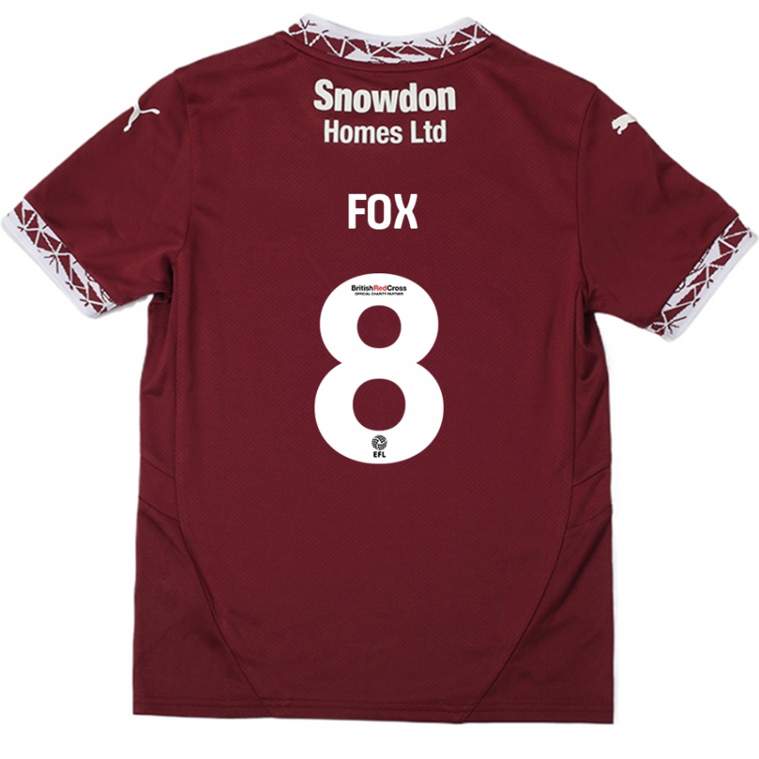 Niño Camiseta Ben Fox #8 Borgoña 1ª Equipación 2024/25 La Camisa Argentina