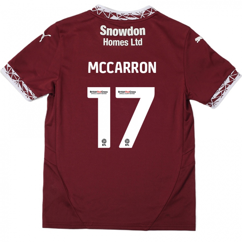 Niño Camiseta Liam Mccarron #17 Borgoña 1ª Equipación 2024/25 La Camisa Argentina