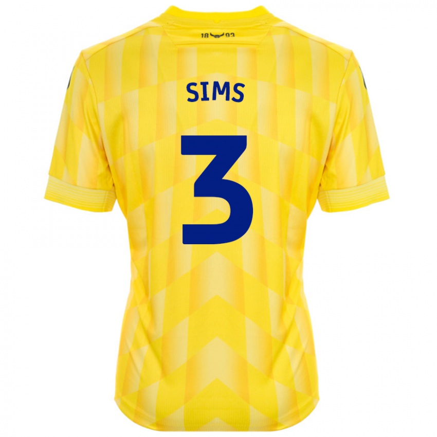 Niño Camiseta Gemma Sims #3 Amarillo 1ª Equipación 2024/25 La Camisa Argentina