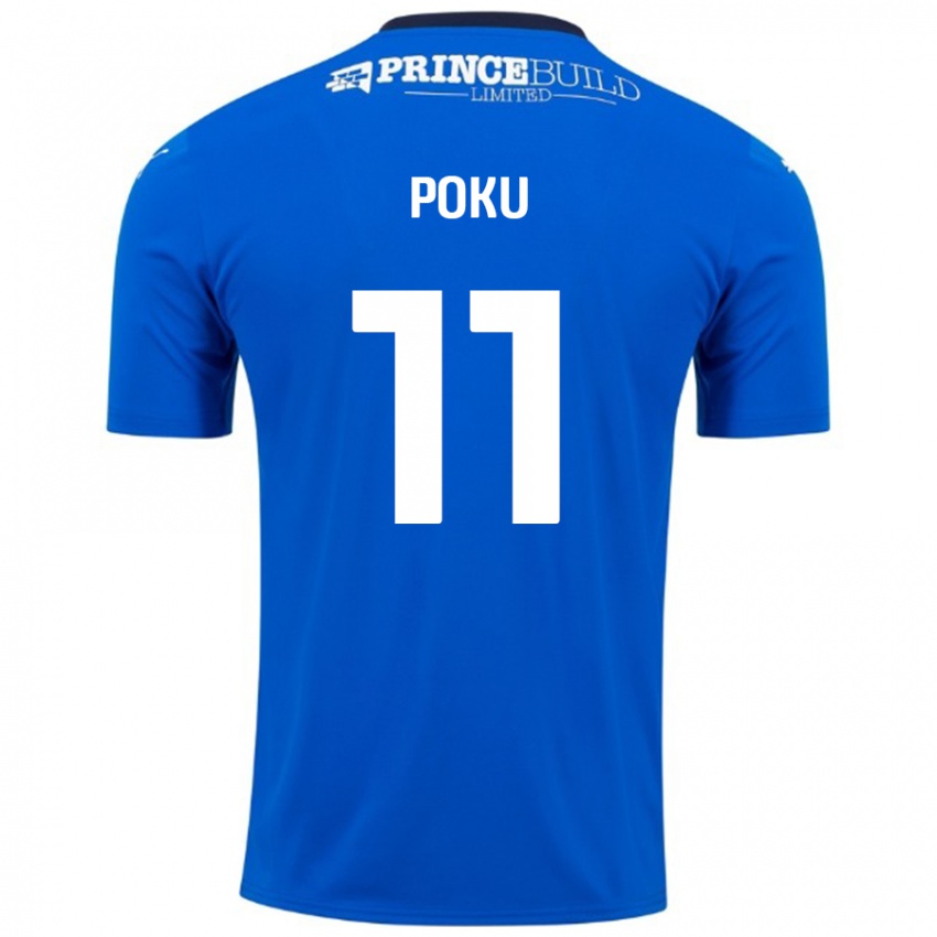 Niño Camiseta Kwame Poku #11 Azul Blanco 1ª Equipación 2024/25 La Camisa Argentina