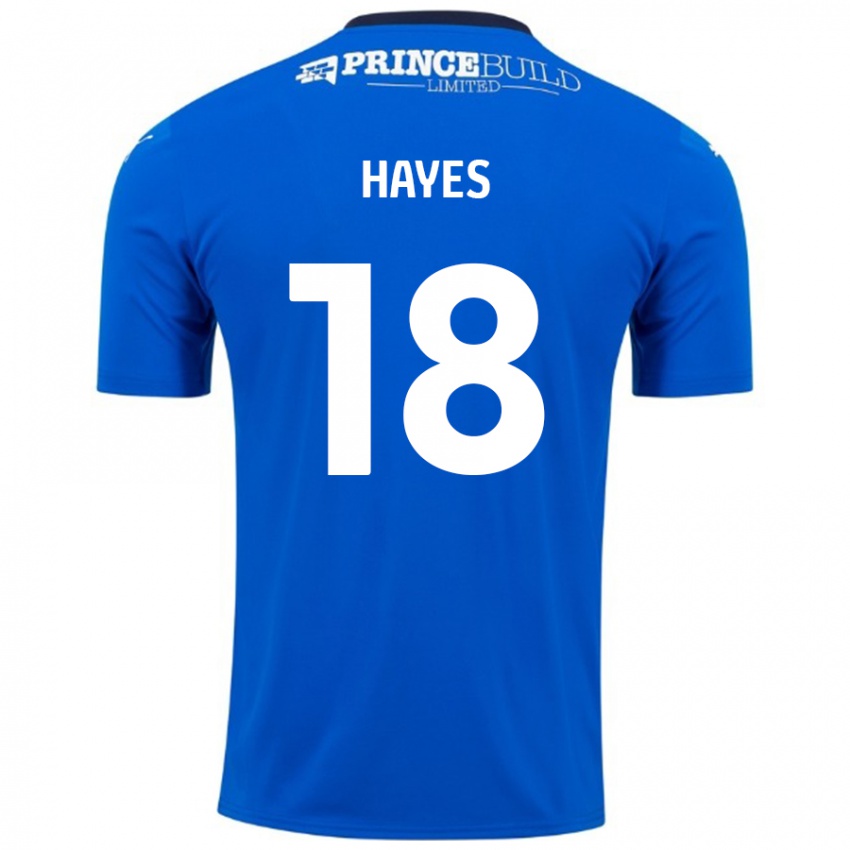 Niño Camiseta Cian Hayes #18 Azul Blanco 1ª Equipación 2024/25 La Camisa Argentina