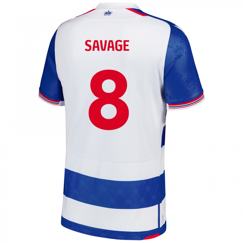 Niño Camiseta Charlie Savage #8 Azul Blanco 1ª Equipación 2024/25 La Camisa Argentina