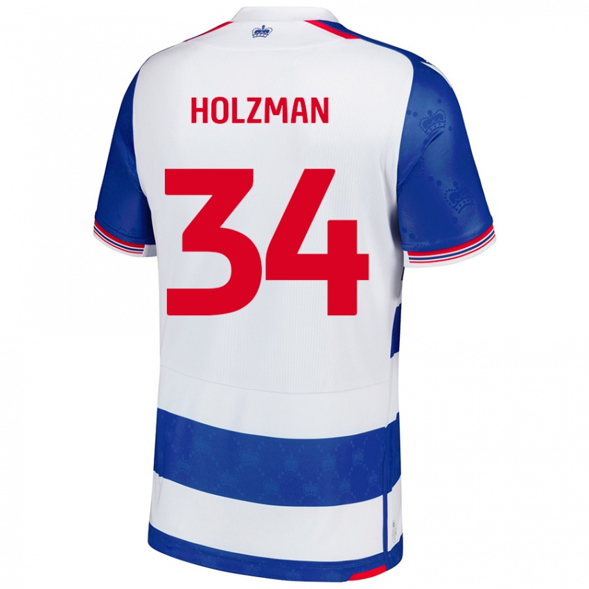 Niño Camiseta Louie Holzman #34 Azul Blanco 1ª Equipación 2024/25 La Camisa Argentina