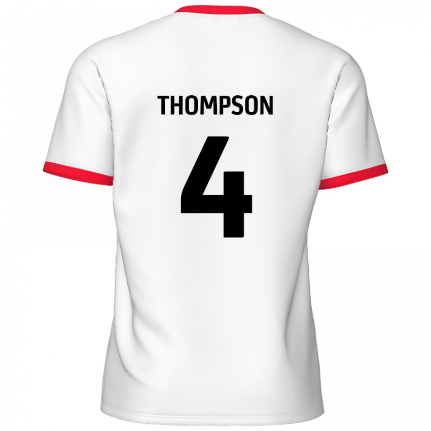 Niño Camiseta Nathan Thompson #4 Blanco Rojo 1ª Equipación 2024/25 La Camisa Argentina