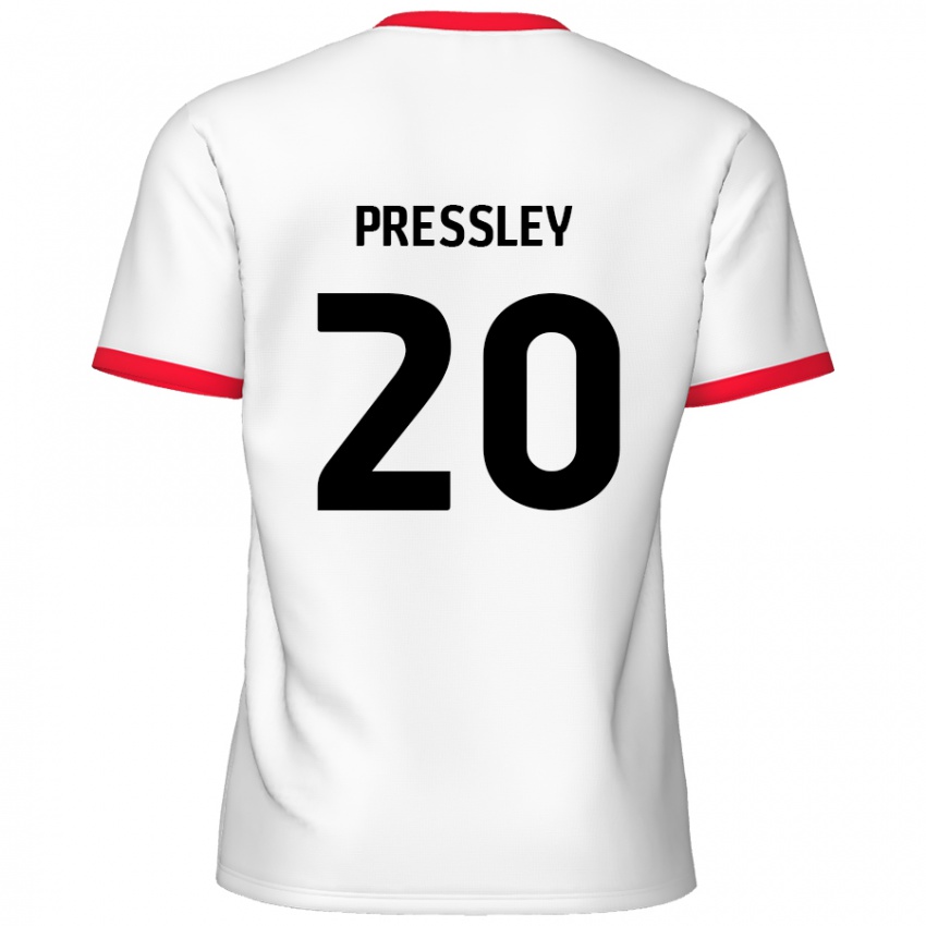 Niño Camiseta Aaron Pressley #20 Blanco Rojo 1ª Equipación 2024/25 La Camisa Argentina