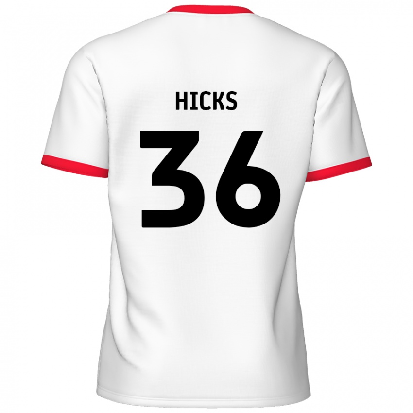 Niño Camiseta David Hicks #36 Blanco Rojo 1ª Equipación 2024/25 La Camisa Argentina