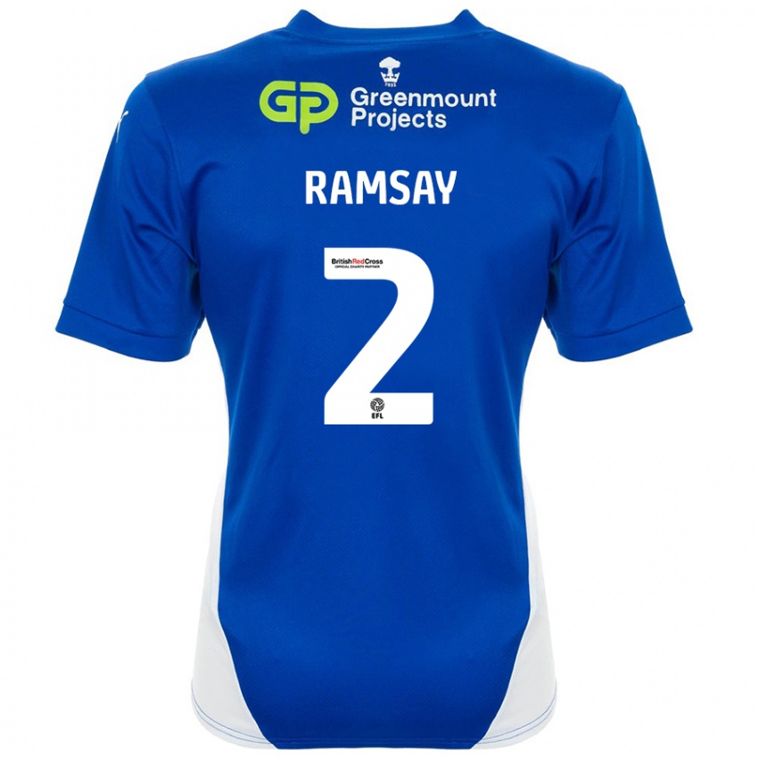 Niño Camiseta Calvin Ramsay #2 Azul Blanco 1ª Equipación 2024/25 La Camisa Argentina