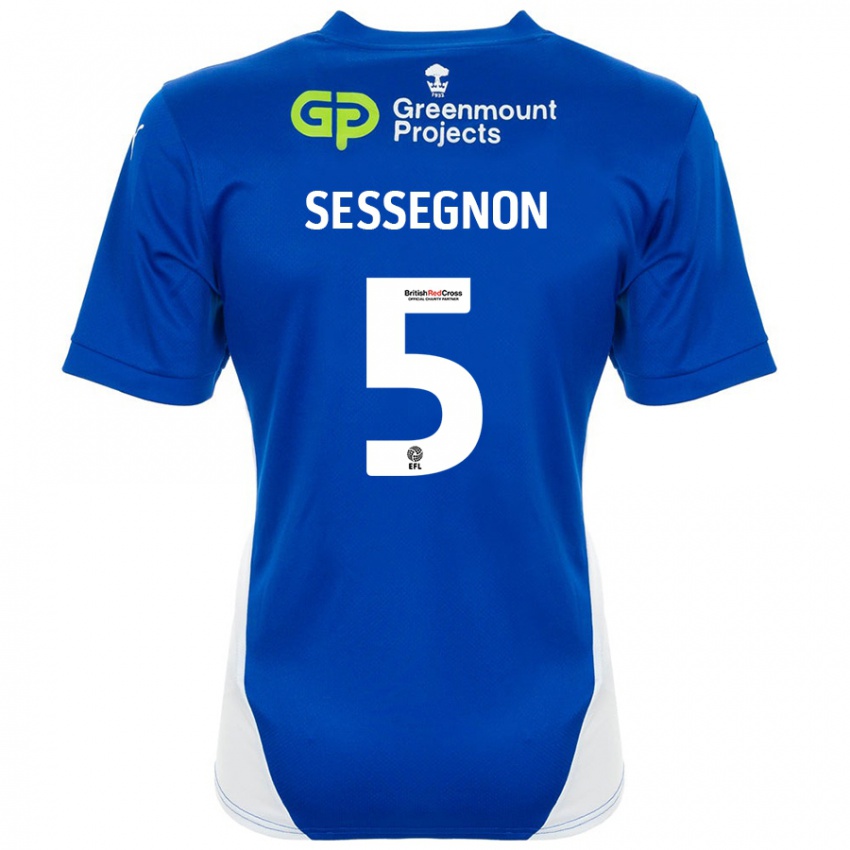 Niño Camiseta Steven Sessegnon #5 Azul Blanco 1ª Equipación 2024/25 La Camisa Argentina