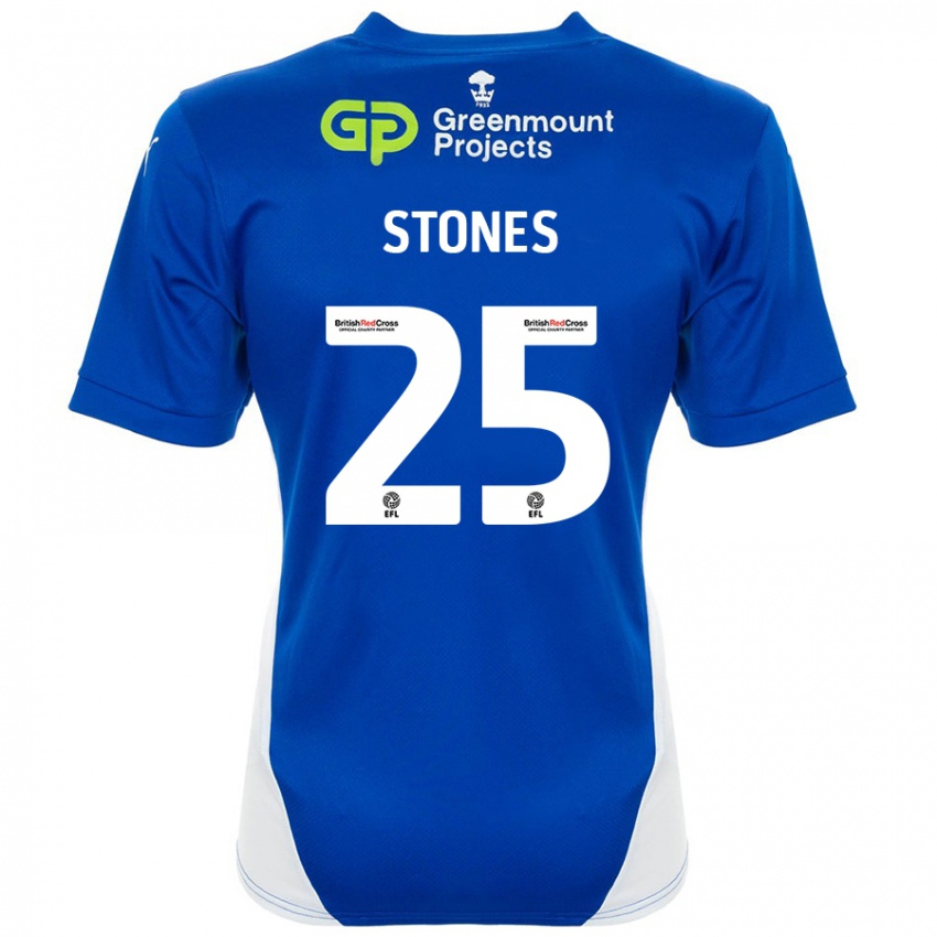 Niño Camiseta Josh Stones #25 Azul Blanco 1ª Equipación 2024/25 La Camisa Argentina