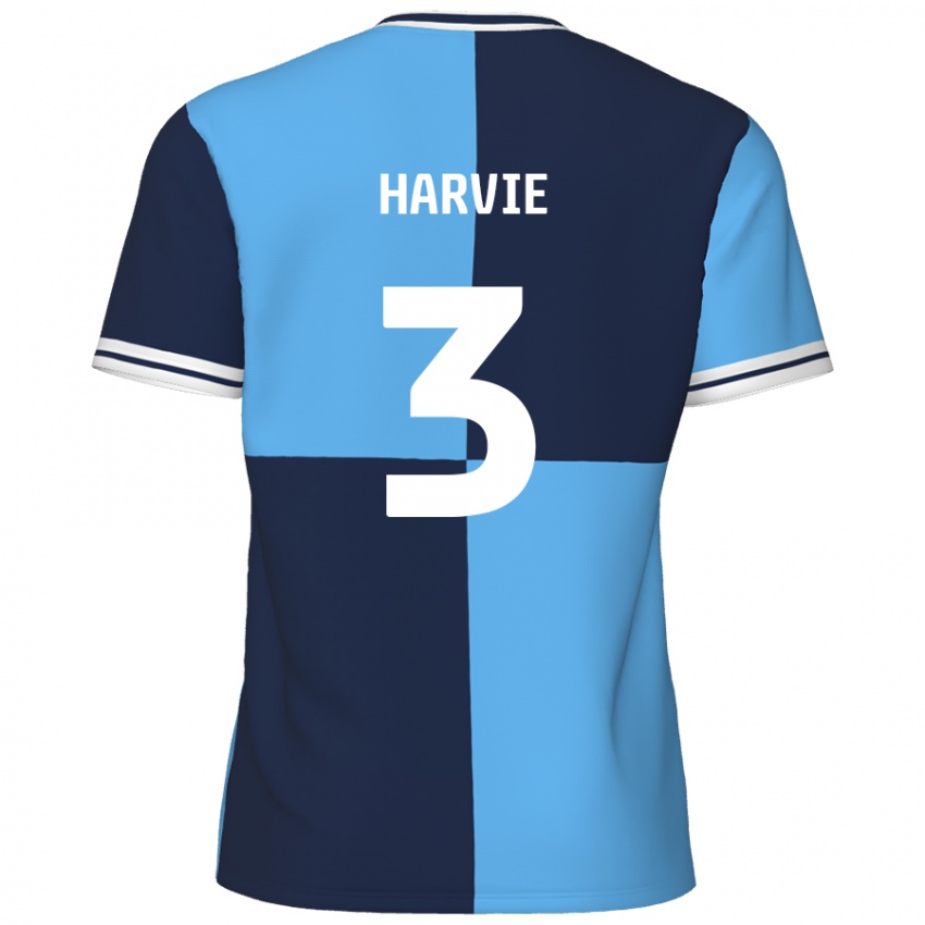 Niño Camiseta Daniel Harvie #3 Azul Cielo Azul Oscuro 1ª Equipación 2024/25 La Camisa Argentina