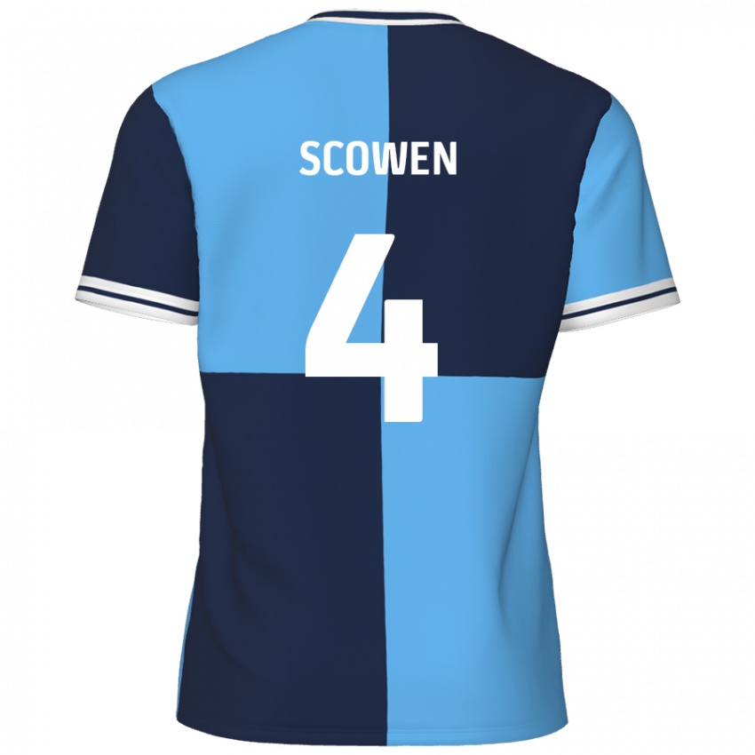 Niño Camiseta Josh Scowen #4 Azul Cielo Azul Oscuro 1ª Equipación 2024/25 La Camisa Argentina