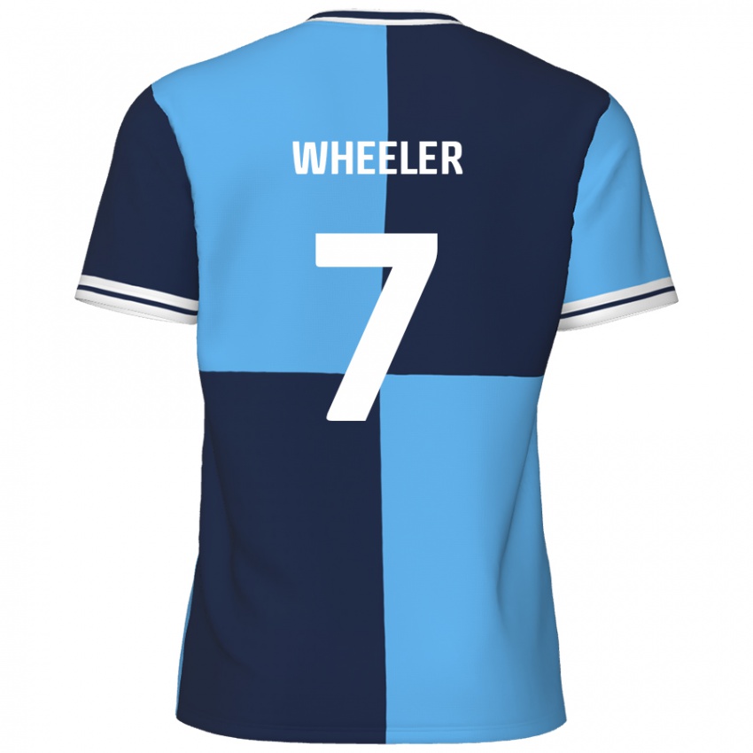 Niño Camiseta David Wheeler #7 Azul Cielo Azul Oscuro 1ª Equipación 2024/25 La Camisa Argentina