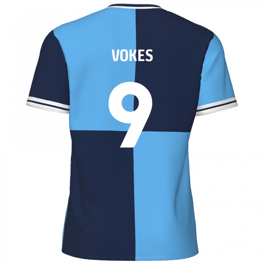 Niño Camiseta Sam Vokes #9 Azul Cielo Azul Oscuro 1ª Equipación 2024/25 La Camisa Argentina