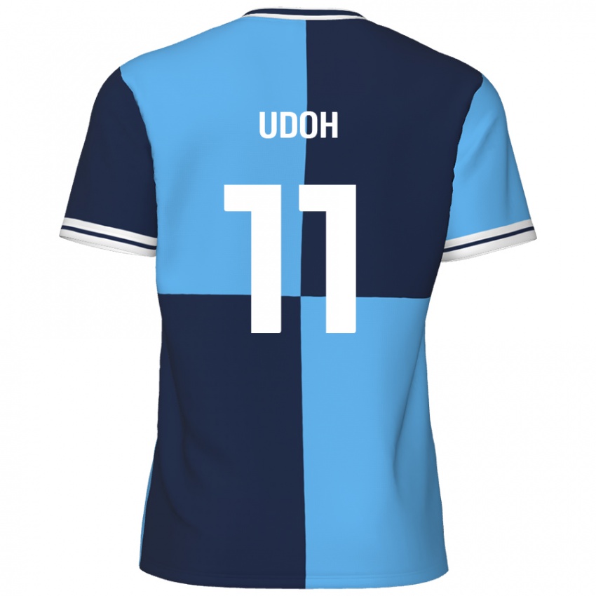 Niño Camiseta Daniel Udoh #11 Azul Cielo Azul Oscuro 1ª Equipación 2024/25 La Camisa Argentina