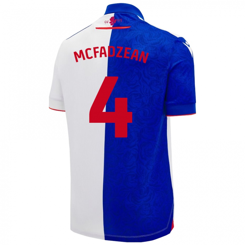 Niño Camiseta Kyle Mcfadzean #4 Azul Cielo Blanco 1ª Equipación 2024/25 La Camisa Argentina