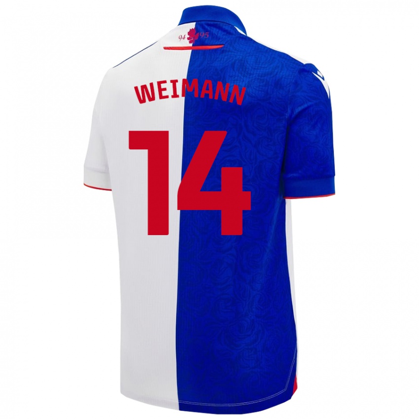 Niño Camiseta Andreas Weimann #14 Azul Cielo Blanco 1ª Equipación 2024/25 La Camisa Argentina