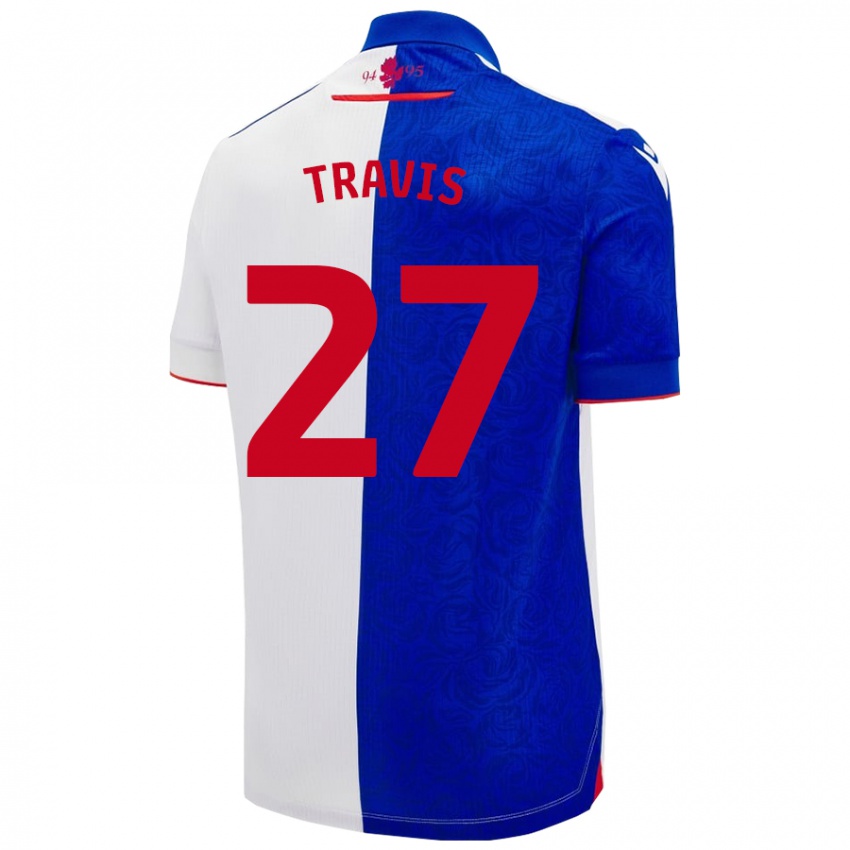 Niño Camiseta Lewis Travis #27 Azul Cielo Blanco 1ª Equipación 2024/25 La Camisa Argentina