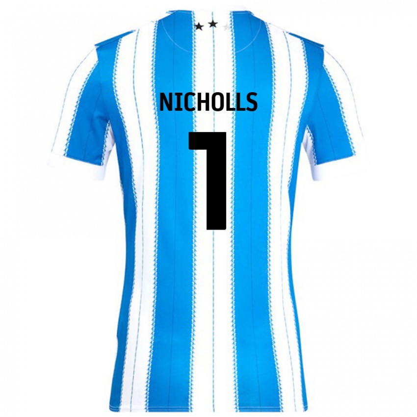 Niño Camiseta Lee Nicholls #1 Azul Blanco 1ª Equipación 2024/25 La Camisa Argentina