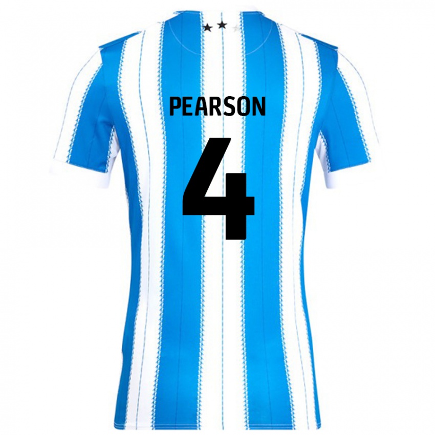 Niño Camiseta Matty Pearson #4 Azul Blanco 1ª Equipación 2024/25 La Camisa Argentina