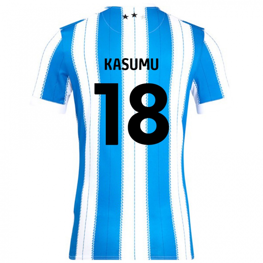 Niño Camiseta David Kasumu #18 Azul Blanco 1ª Equipación 2024/25 La Camisa Argentina