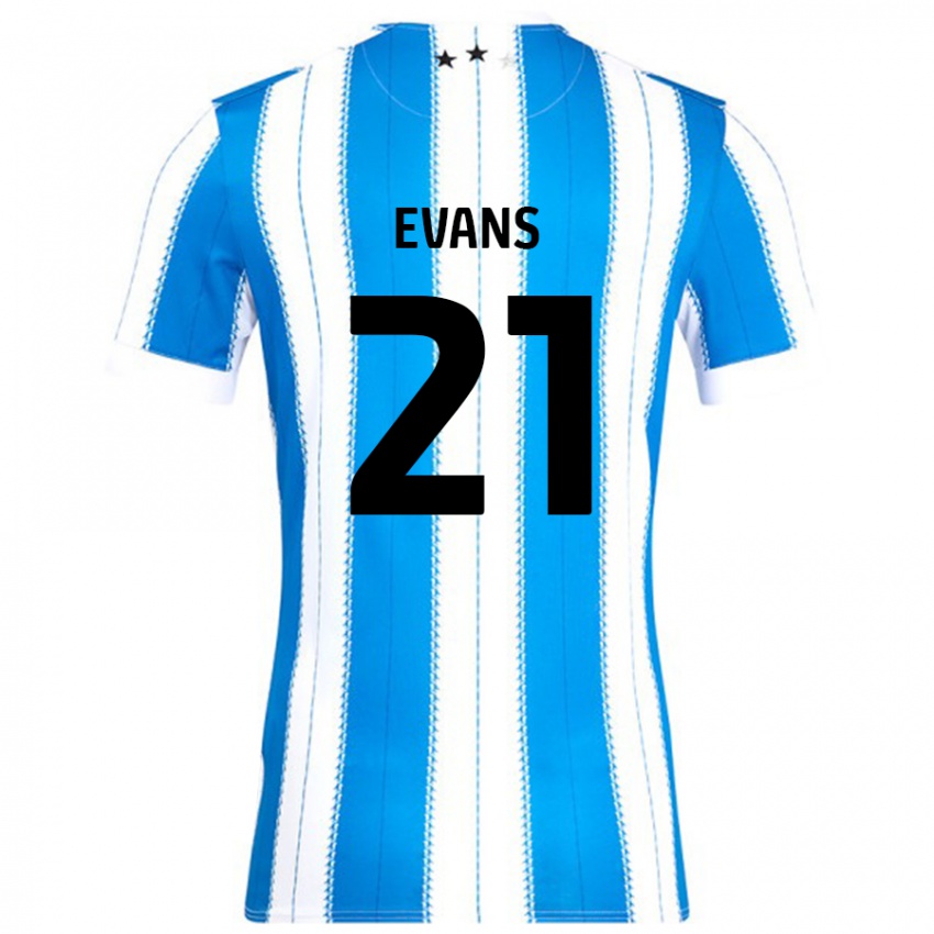 Niño Camiseta Antony Evans #21 Azul Blanco 1ª Equipación 2024/25 La Camisa Argentina