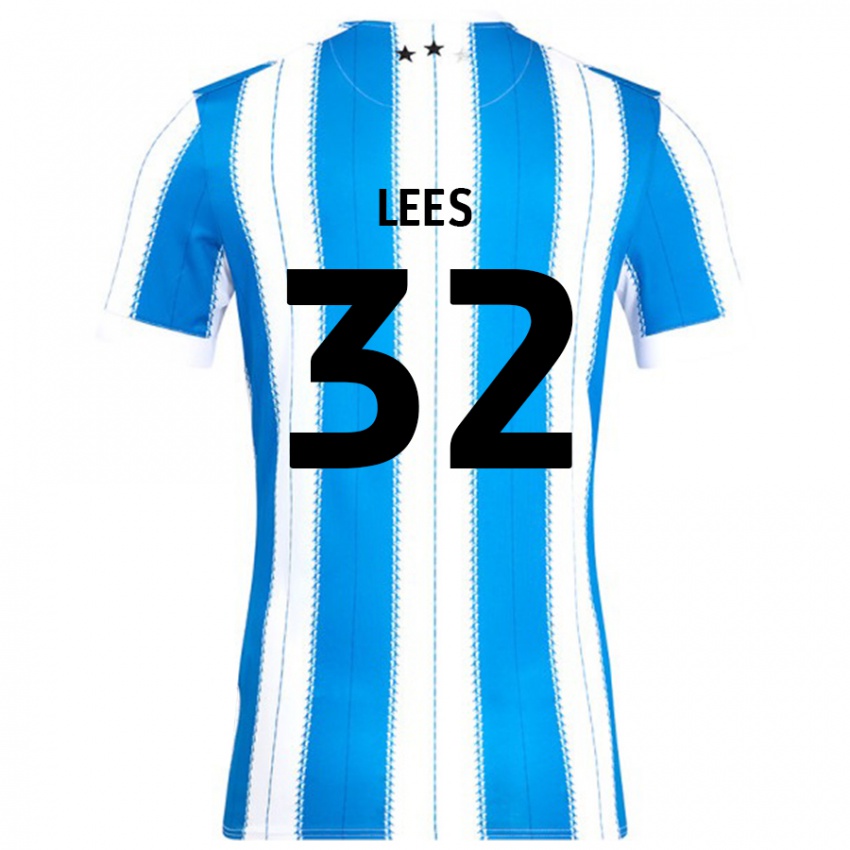 Niño Camiseta Tom Lees #32 Azul Blanco 1ª Equipación 2024/25 La Camisa Argentina