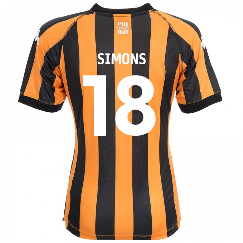 Niño Camiseta Xavier Simons #18 Negro Ámbar 1ª Equipación 2024/25 La Camisa Argentina