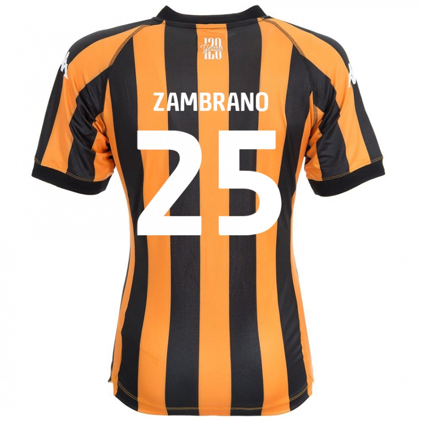 Niño Camiseta Óscar Zambrano #25 Negro Ámbar 1ª Equipación 2024/25 La Camisa Argentina