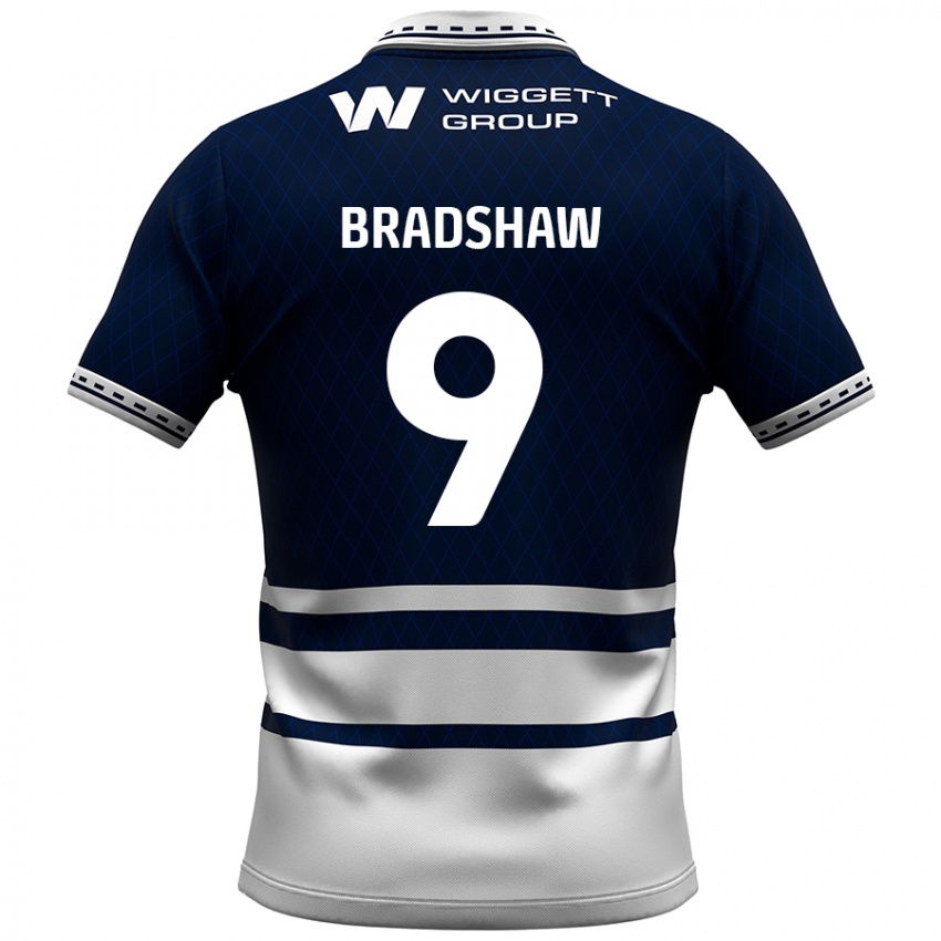 Niño Camiseta Tom Bradshaw #9 Azul Marino Blanco 1ª Equipación 2024/25 La Camisa Argentina