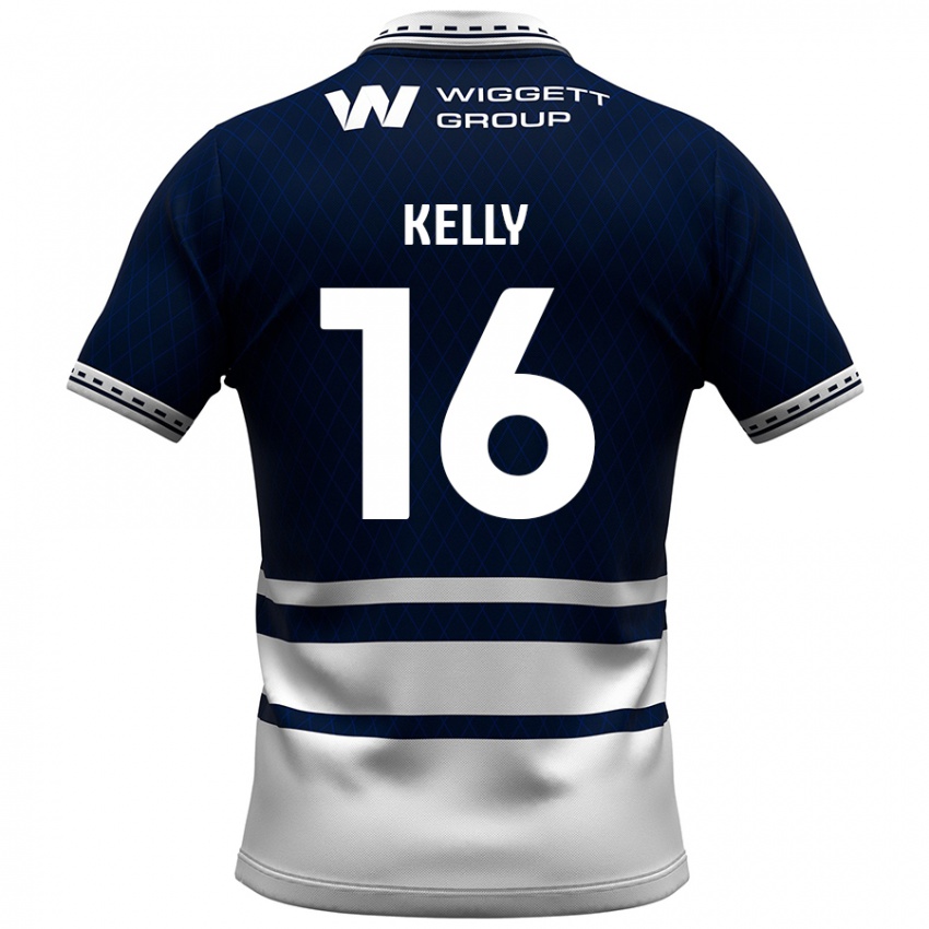 Niño Camiseta Daniel Kelly #16 Azul Marino Blanco 1ª Equipación 2024/25 La Camisa Argentina