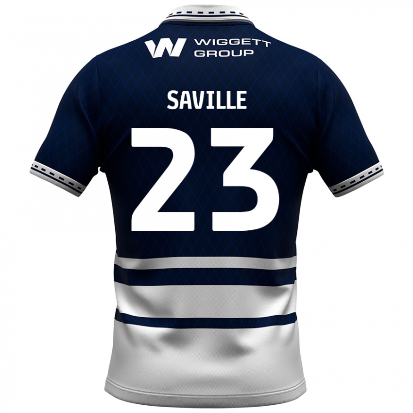 Niño Camiseta George Saville #23 Azul Marino Blanco 1ª Equipación 2024/25 La Camisa Argentina