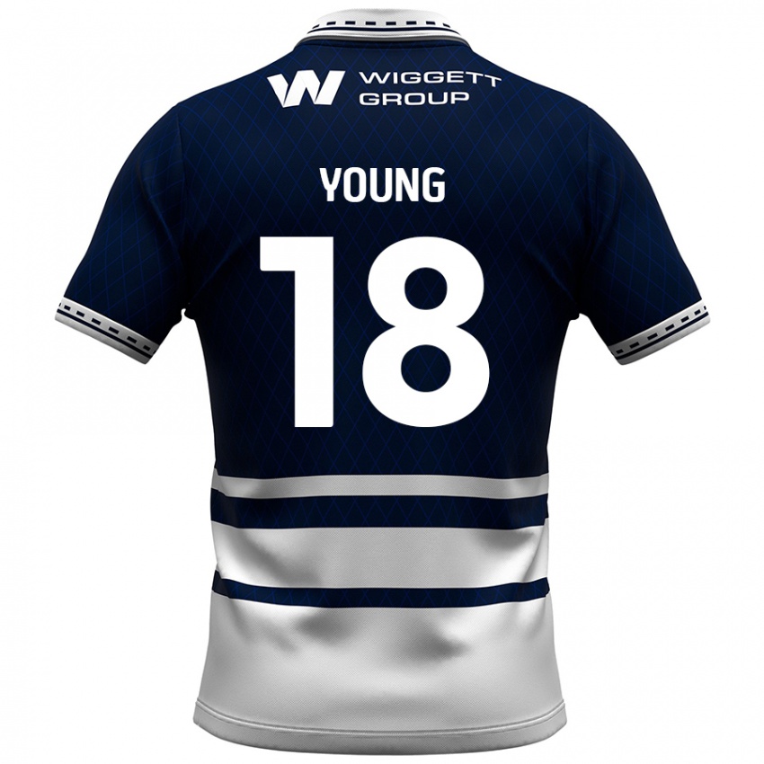 Niño Camiseta Michelle Young #18 Azul Marino Blanco 1ª Equipación 2024/25 La Camisa Argentina