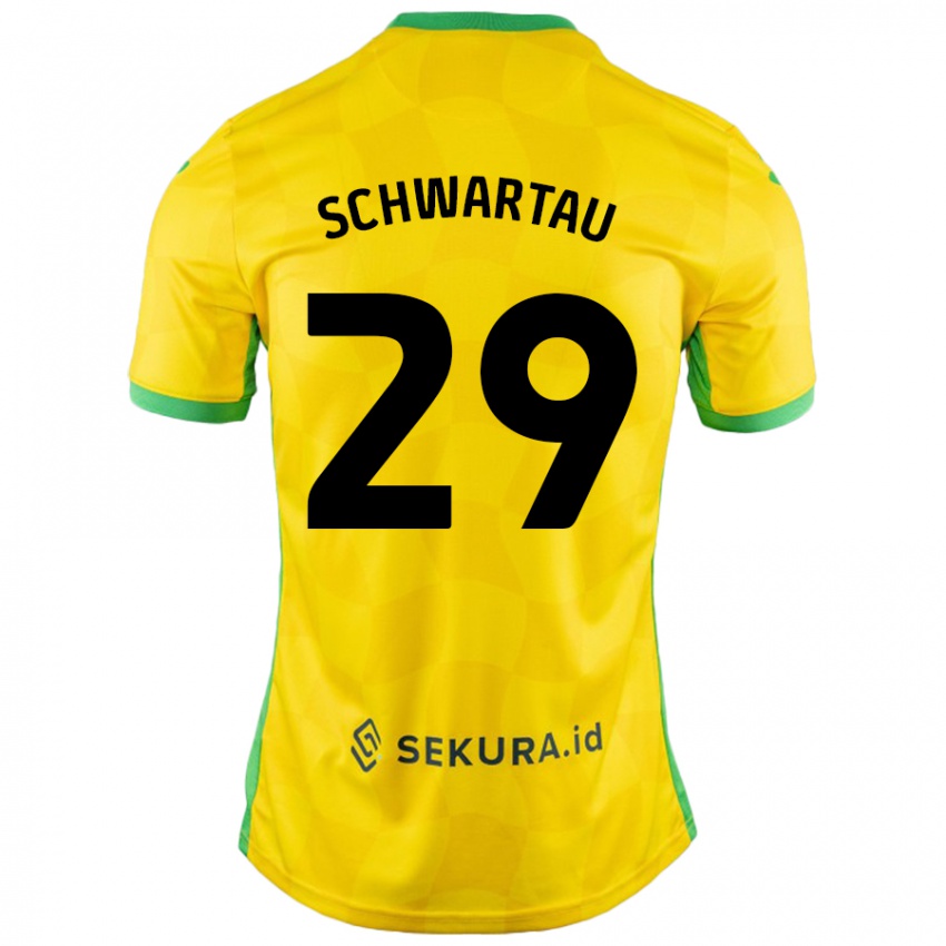 Niño Camiseta Oscar Schwartau #29 Amarillo Verde 1ª Equipación 2024/25 La Camisa Argentina