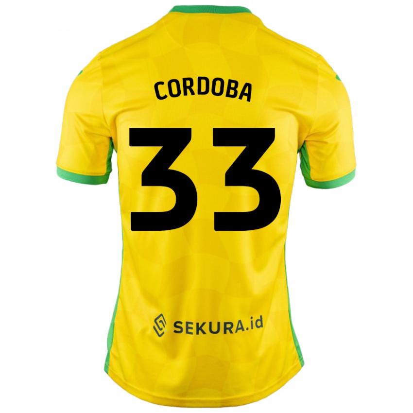 Niño Camiseta José Córdoba #33 Amarillo Verde 1ª Equipación 2024/25 La Camisa Argentina