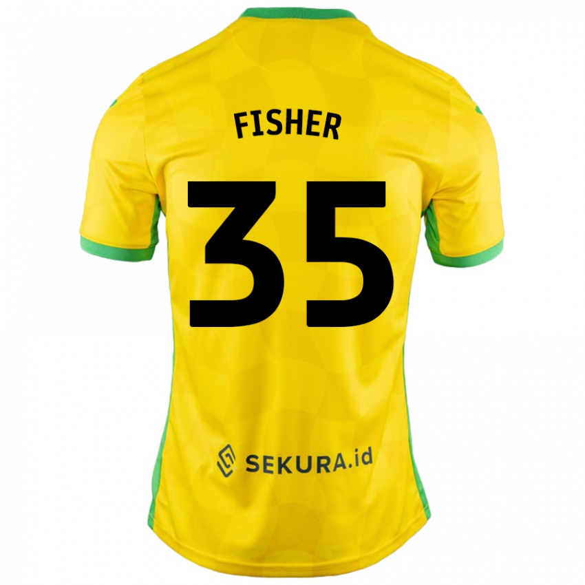 Niño Camiseta Kellen Fisher #35 Amarillo Verde 1ª Equipación 2024/25 La Camisa Argentina