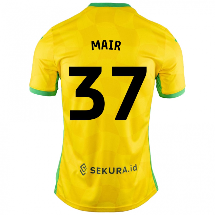 Niño Camiseta Archie Mair #37 Amarillo Verde 1ª Equipación 2024/25 La Camisa Argentina