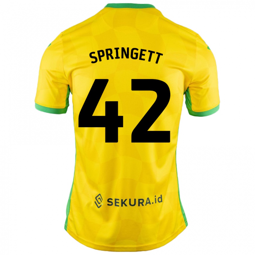 Niño Camiseta Tony Springett #42 Amarillo Verde 1ª Equipación 2024/25 La Camisa Argentina