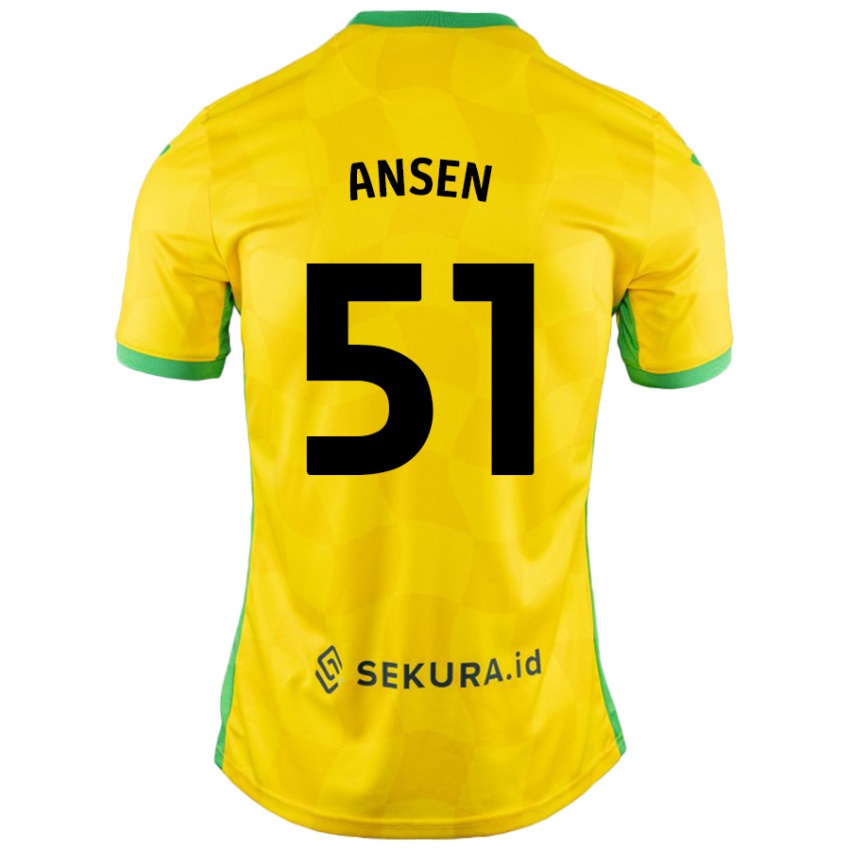 Niño Camiseta Caleb Ansen #51 Amarillo Verde 1ª Equipación 2024/25 La Camisa Argentina