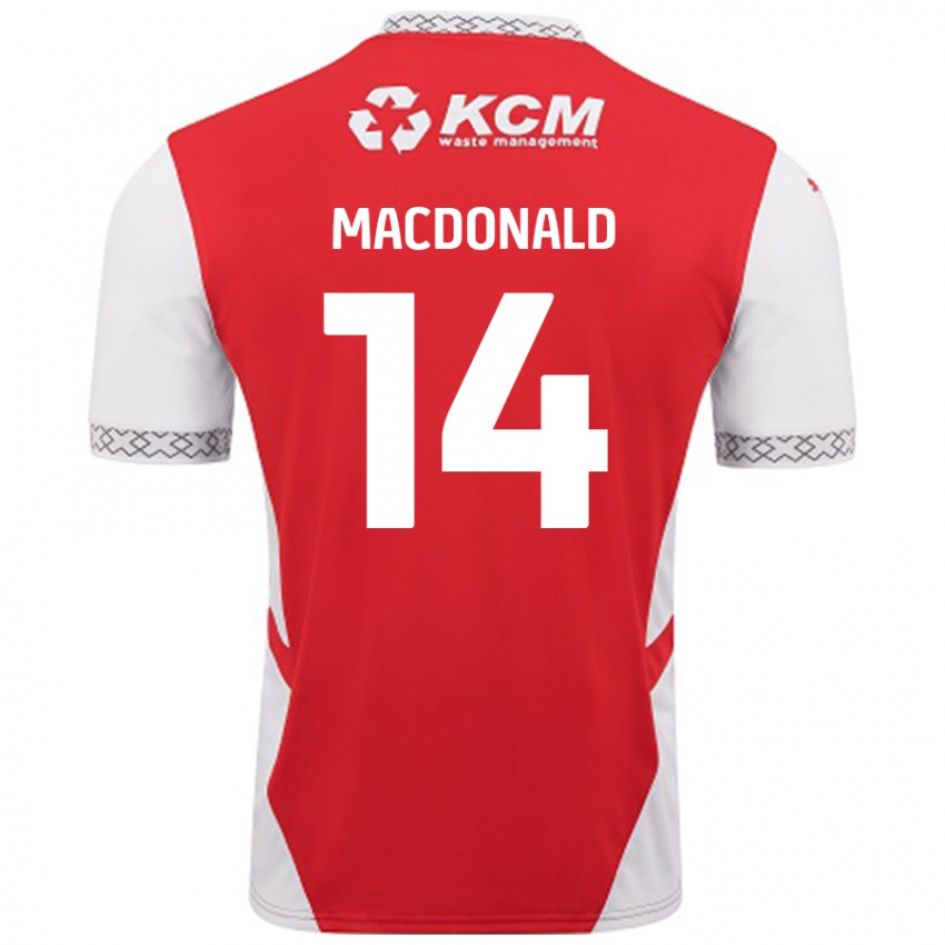 Niño Camiseta Alex Macdonald #14 Rojo Blanco 1ª Equipación 2024/25 La Camisa Argentina