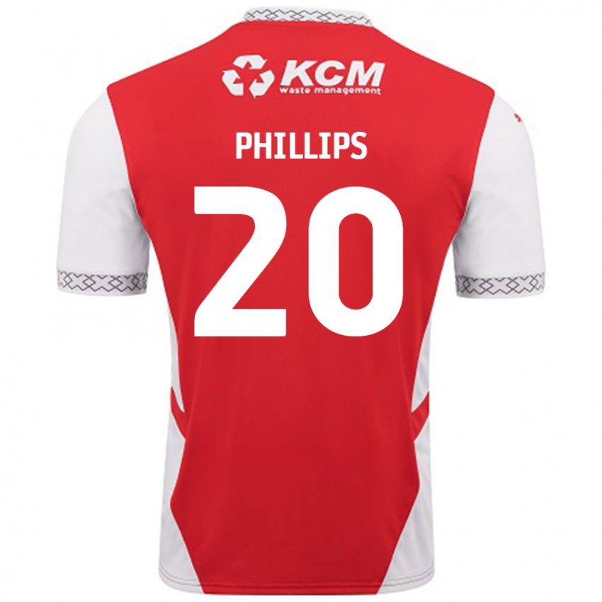 Niño Camiseta Dillon Phillips #20 Rojo Blanco 1ª Equipación 2024/25 La Camisa Argentina