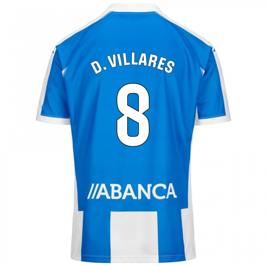 Niño Camiseta Diego Villares #8 Azul Blanco 1ª Equipación 2024/25 La Camisa Argentina