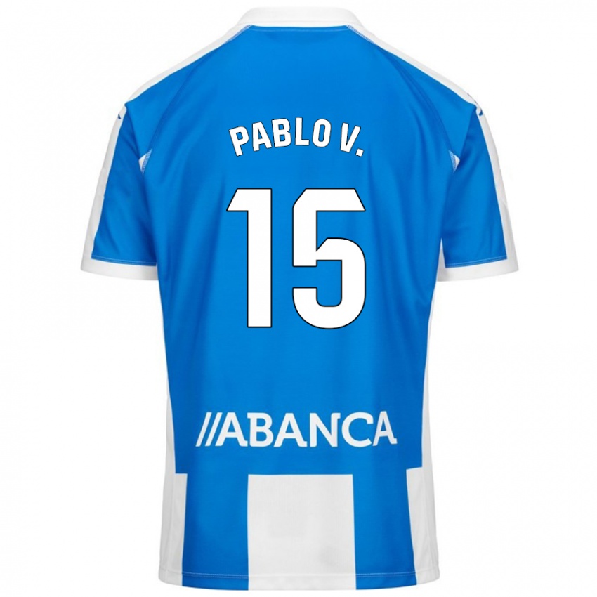 Niño Camiseta Pablo Vázquez #15 Azul Blanco 1ª Equipación 2024/25 La Camisa Argentina