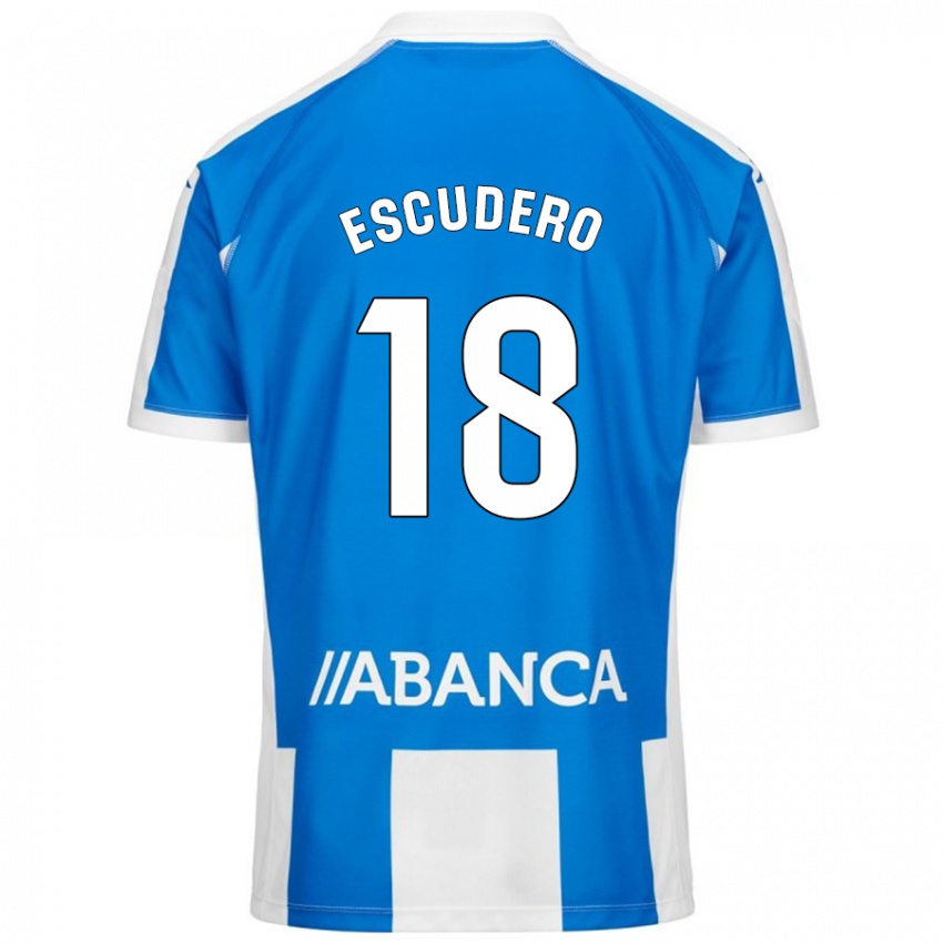 Niño Camiseta Sergio Escudero #18 Azul Blanco 1ª Equipación 2024/25 La Camisa Argentina