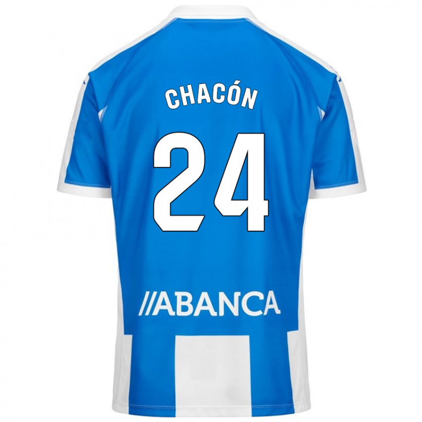 Niño Camiseta Luis Chacón #24 Azul Blanco 1ª Equipación 2024/25 La Camisa Argentina