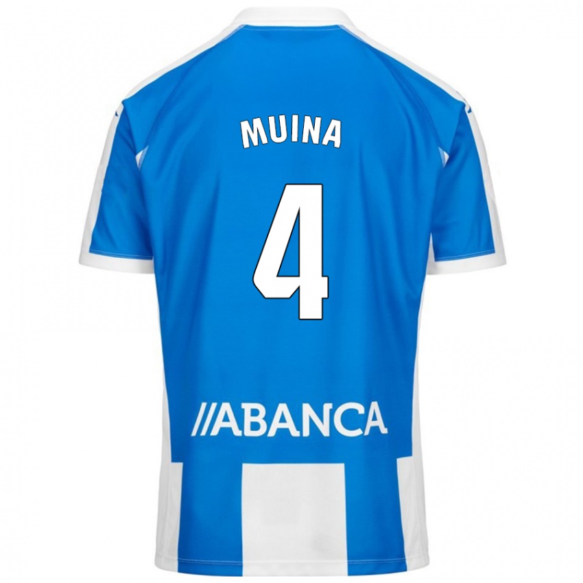 Niño Camiseta Henar Muiña #4 Azul Blanco 1ª Equipación 2024/25 La Camisa Argentina