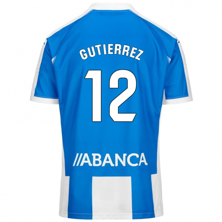 Niño Camiseta Laura Gutiérrez #12 Azul Blanco 1ª Equipación 2024/25 La Camisa Argentina