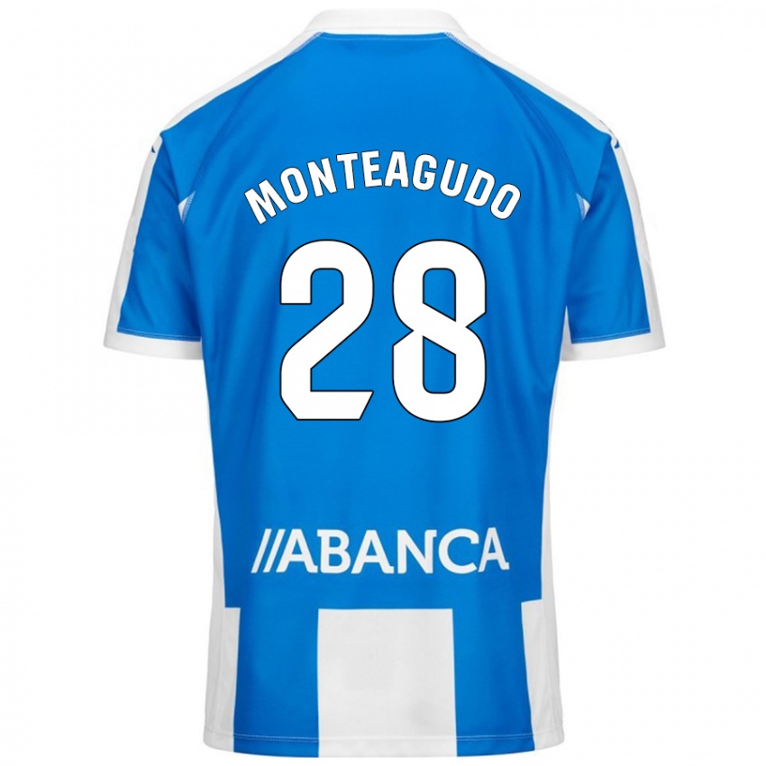 Niño Camiseta Paula Monteagudo #28 Azul Blanco 1ª Equipación 2024/25 La Camisa Argentina